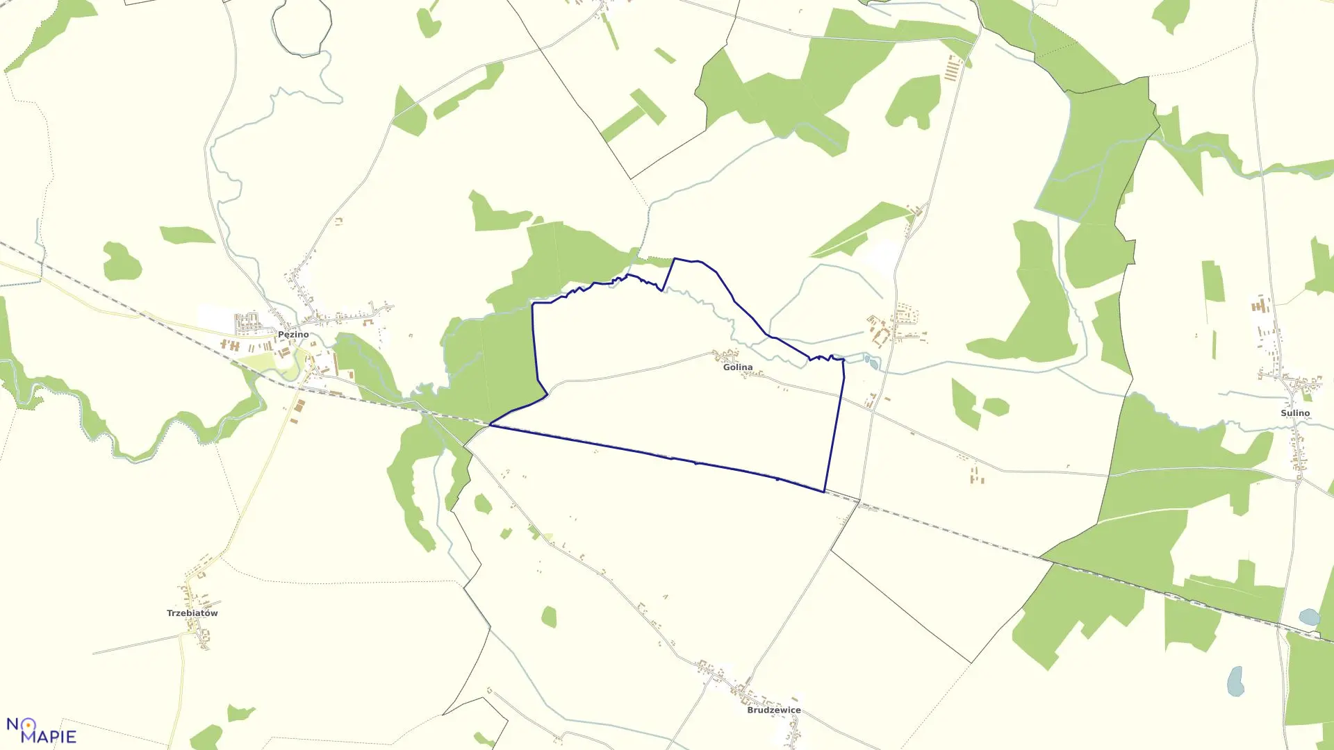 Mapa obrębu Golina w gminie Stargard Szczeciński