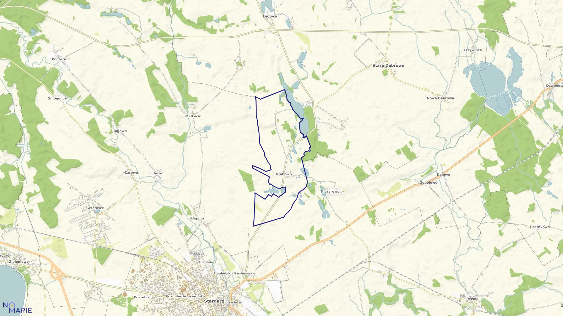 Mapa obrębu Grabowo w gminie Stargard Szczeciński