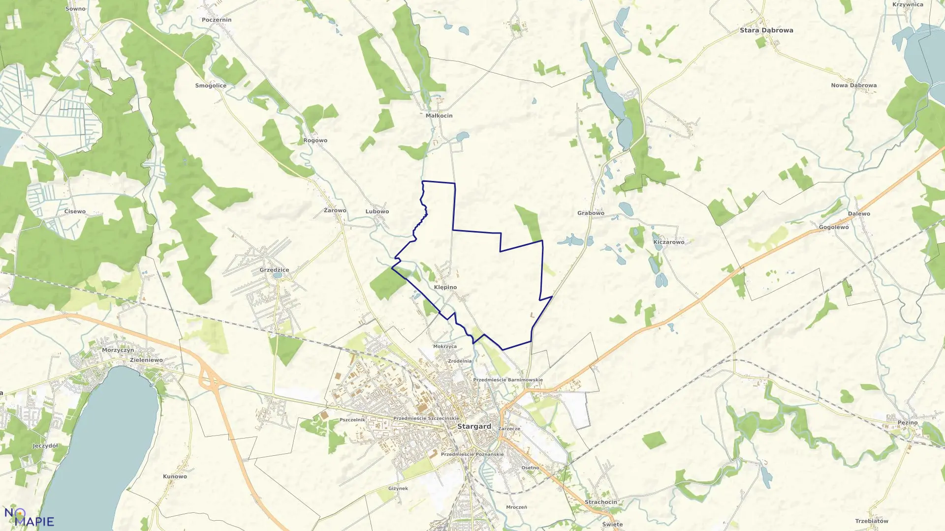 Mapa obrębu Klępino w gminie Stargard Szczeciński