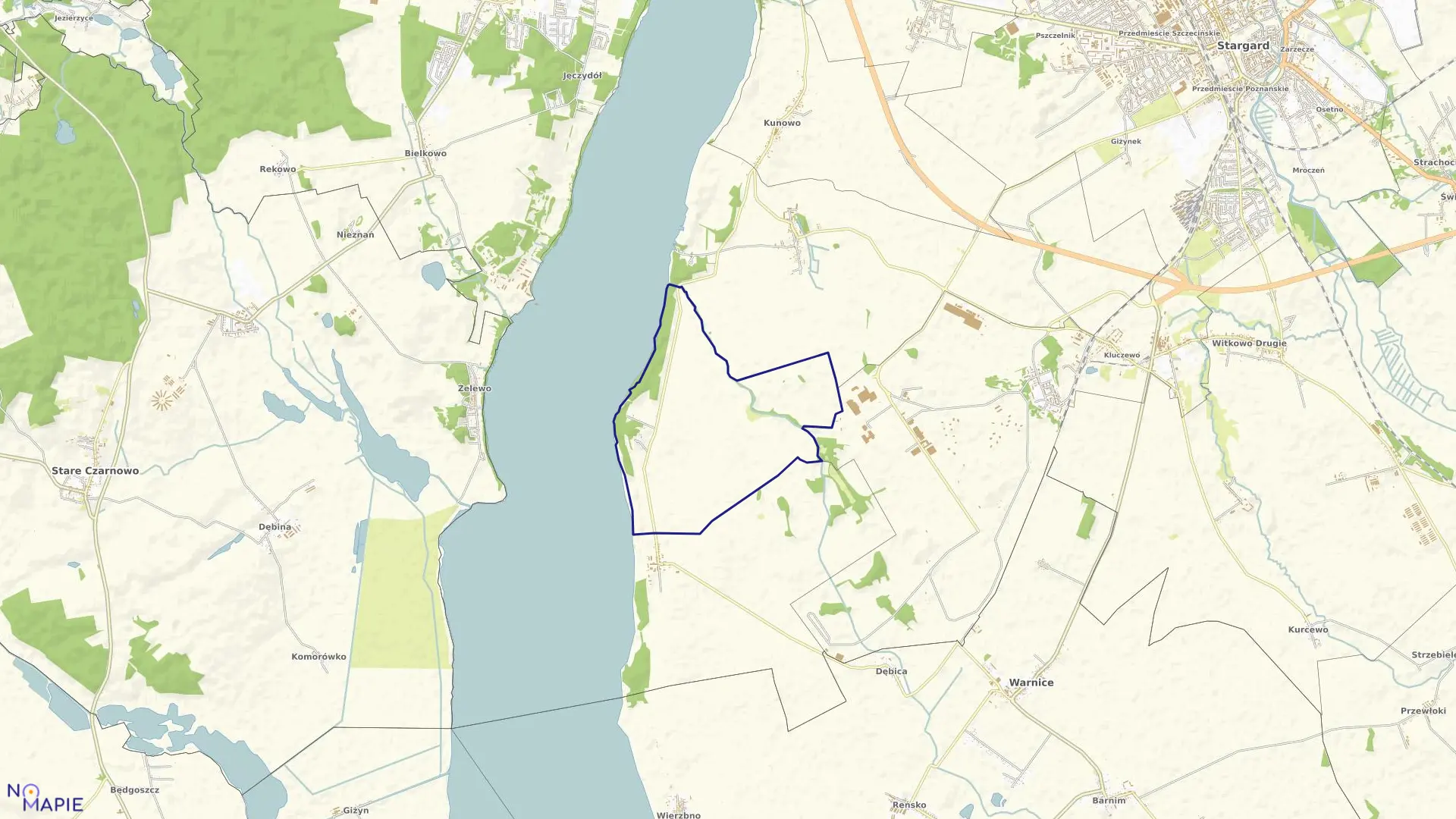 Mapa obrębu Koszewko w gminie Stargard Szczeciński