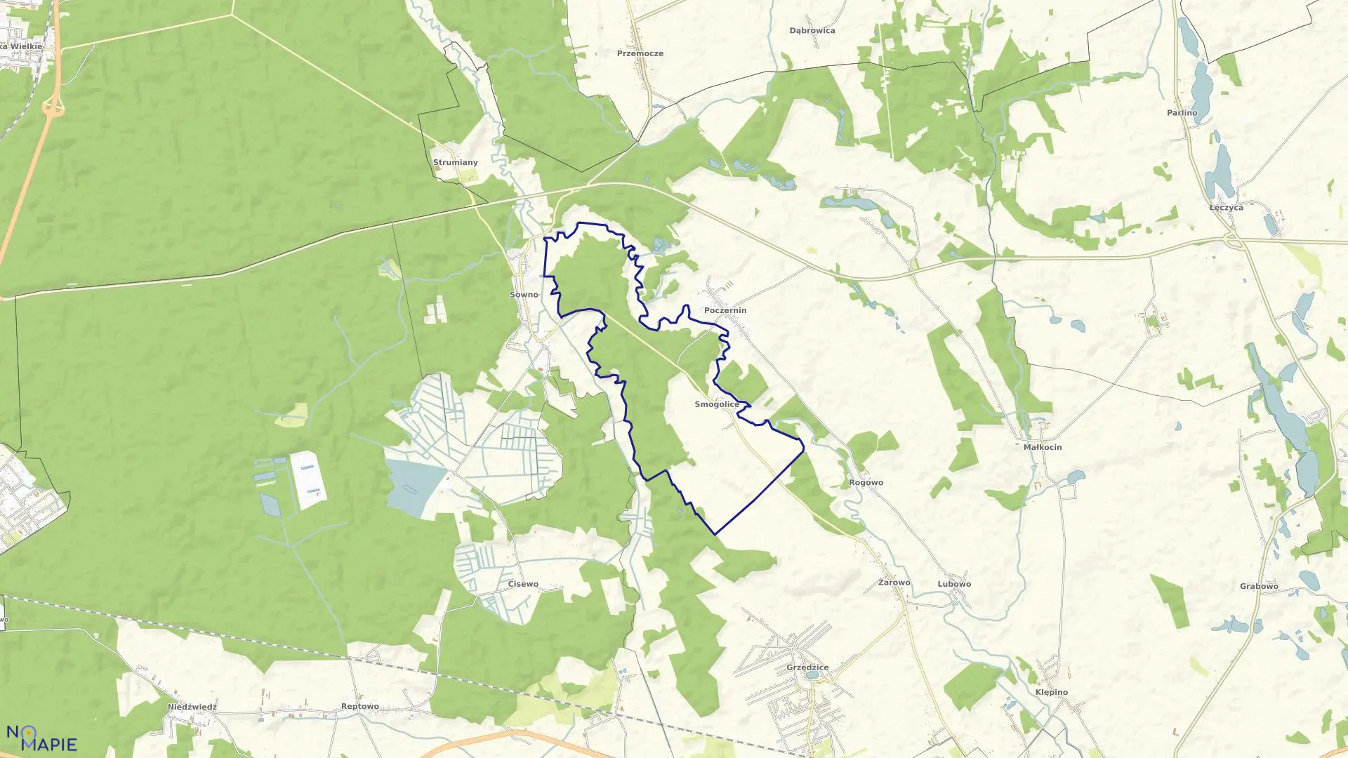 Mapa obrębu Smogolice w gminie Stargard Szczeciński