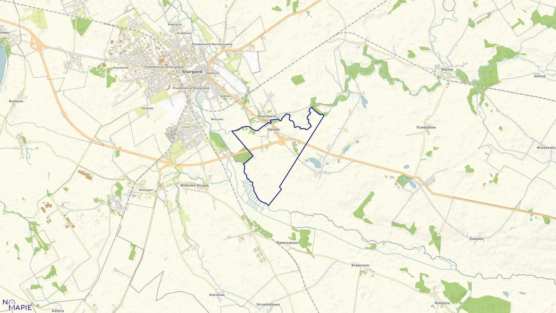 Mapa obrębu Święte w gminie Stargard Szczeciński